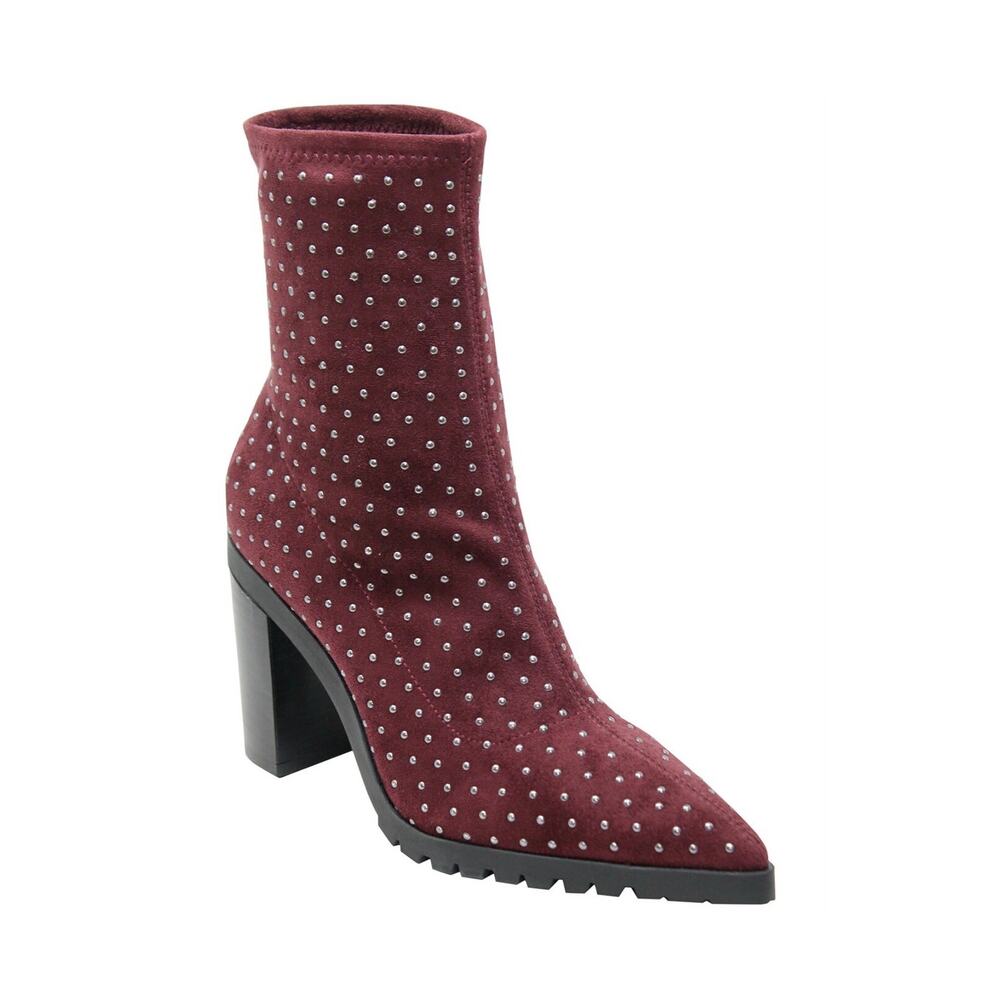 Charles David Danielle Bootie Sz 9.5 maroon stretch microsuede w silver-tone
